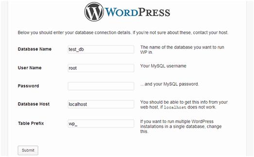 WordPress_database_connection_details_WAMP