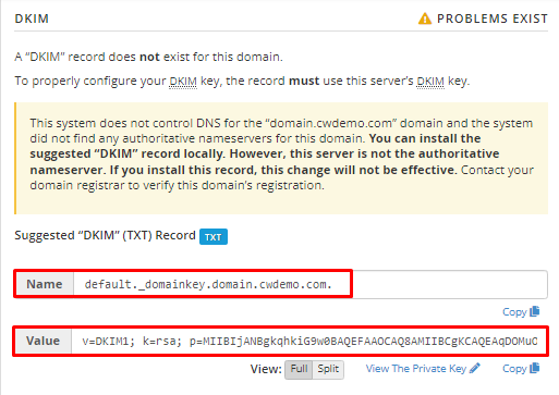 DKIM section