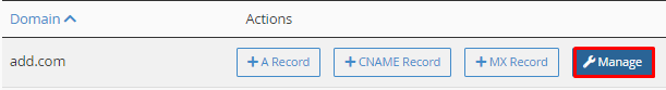 Domain”, and click on “Manage