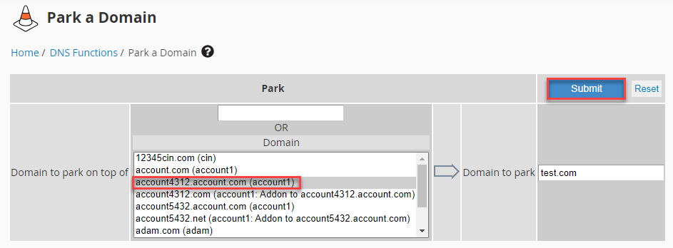 park a domain