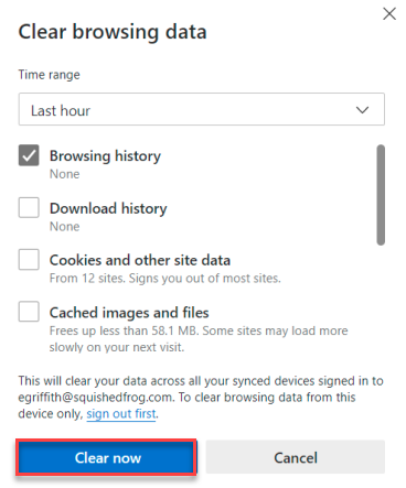 clear browsing data