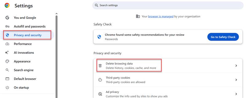Privacy Setting - Chrome