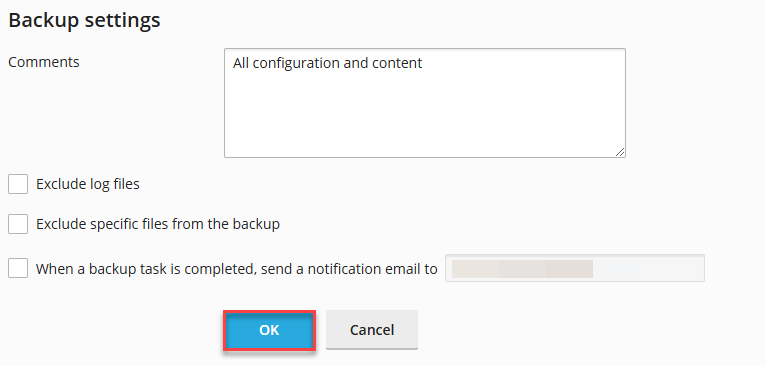 backup settings