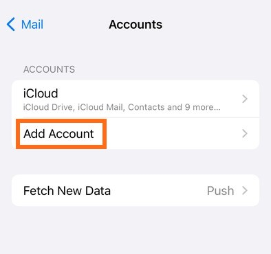 Setting Mail Add account