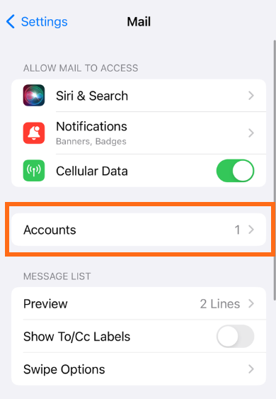 Mail Account Setting