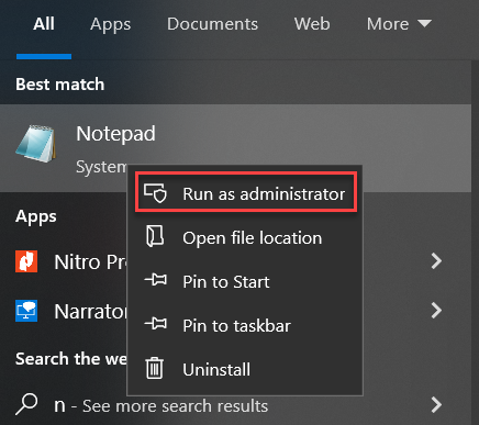 run as administrator