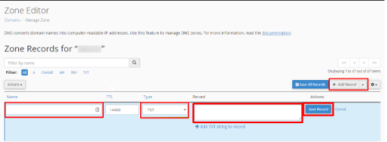 Add TXT records