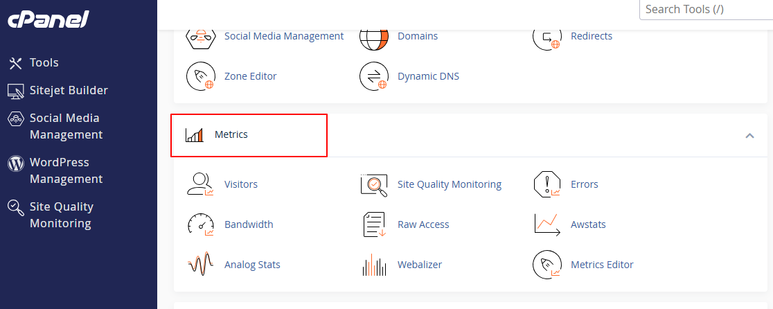 cPanel Tools Metrics