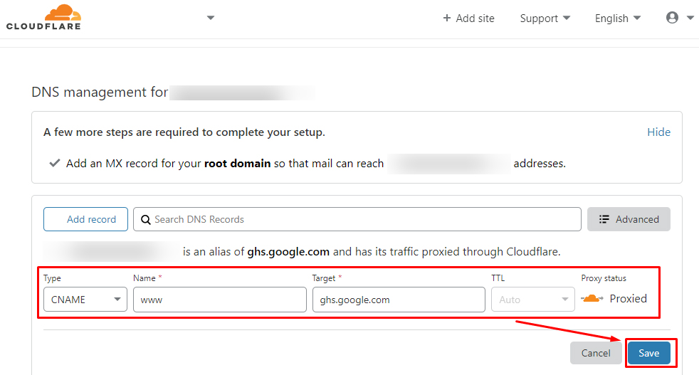 Add DNS Record in Cloudflare