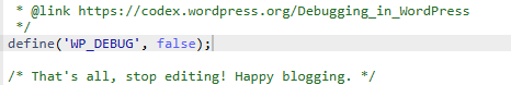 wp config php debug false