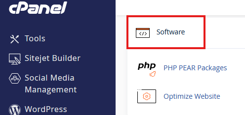 cpanel Software Option